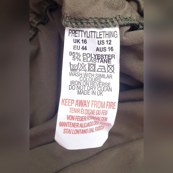 Pretty Little Thing Khaki Military Green Dress Ruched Bodycon Size 12 NWT - Picture 8 of 12